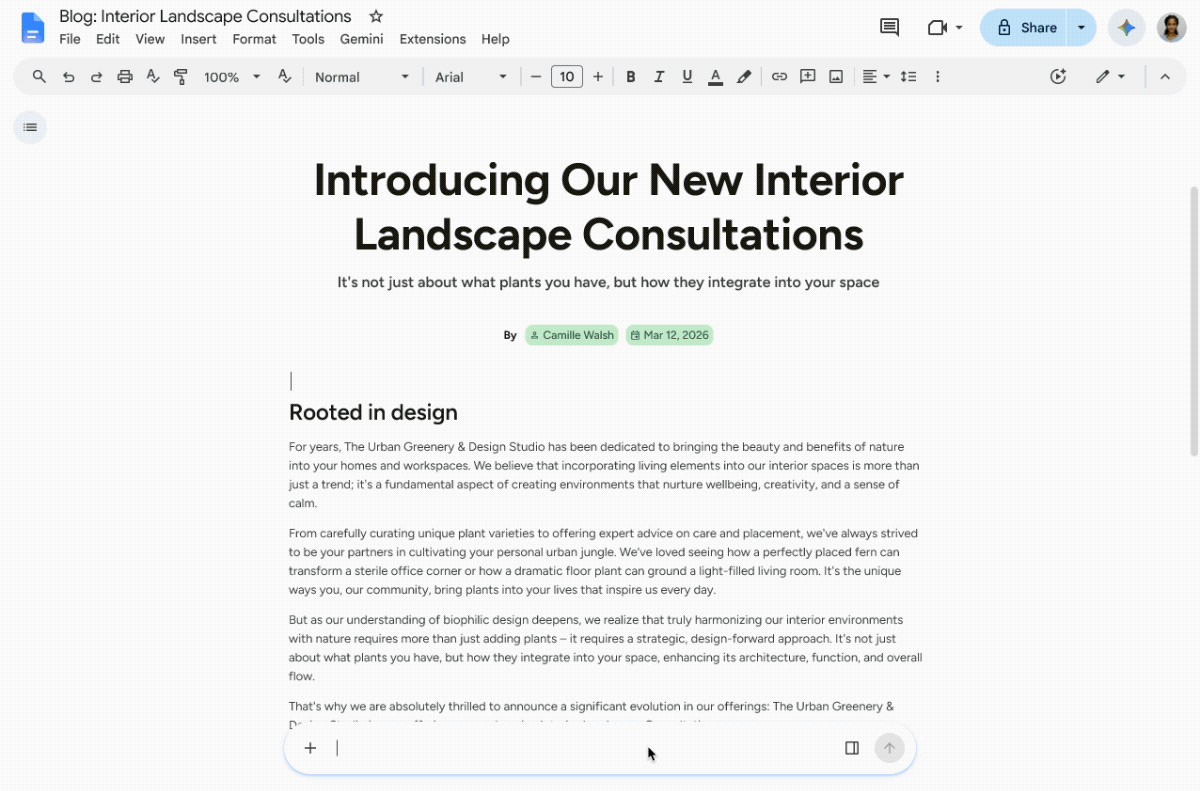 Gemini en Google Docs - Meriti
